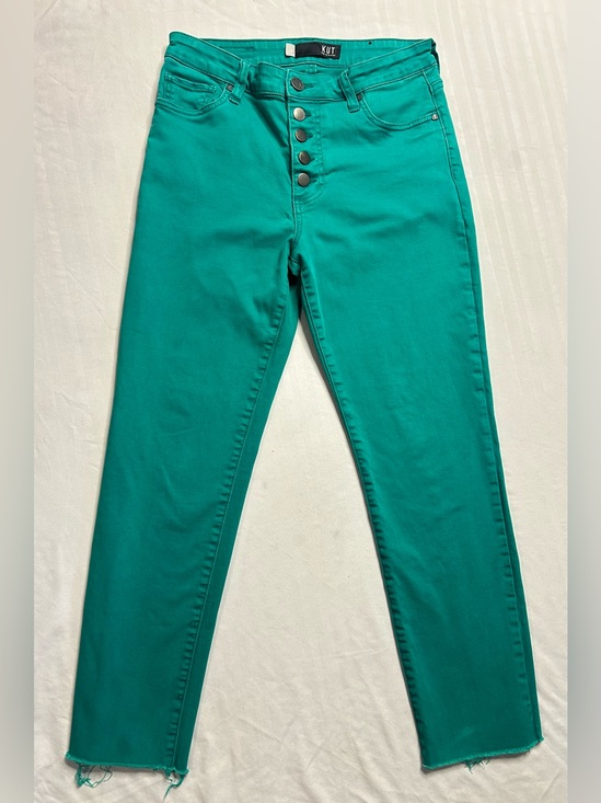 Kut from the Kloth Denim - KUT From the Kloth Jeans Women’s Size 4 Teal Green Button Fly Raw Hem Ankle